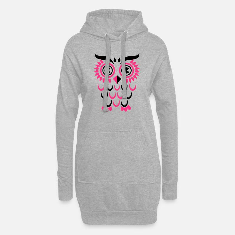 Owl Eule - Hoodie-Kleid - Grau meliert