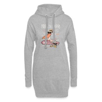 Pélicans de surf - Sweat-shirt à capuche long Femme - gris chiné - Devant