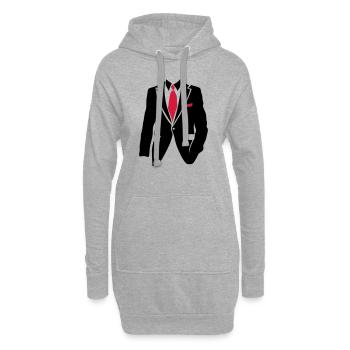 costume cravate business man 2105 - Sweat-shirt à capuche long Femme - gris chiné - Devant