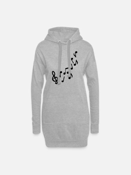music note - Hoodie Dress - heather grey