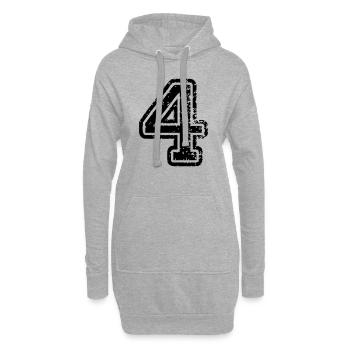4 - Nummer - Hoodie-Kleid - Grau meliert - Vorne