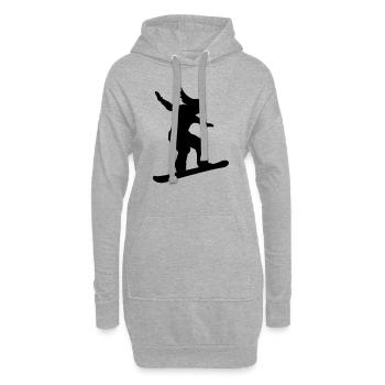 snowboarder lange haare snowboarderin sprung stunt - Hoodie-Kleid - Grau meliert - Vorne