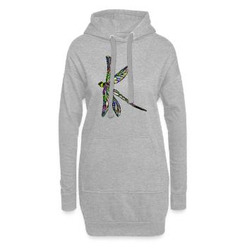 Libellule - Sweat-shirt à capuche long Femme - gris chiné - Devant