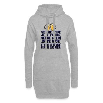 alcool humour verre vide plains plein biere citati - Sweat-shirt à capuche long Femme - gris chiné - Devant