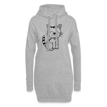 Kätzchen - Hoodie-Kleid - Grau meliert - Vorne