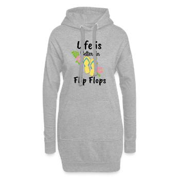 Das Leben ist besser in Flip-Flops - Hoodie-Kleid - Grau meliert - Vorne