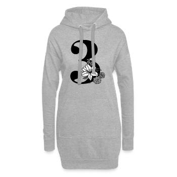 Zahl 3 - Hoodie-Kleid - Grau meliert - Vorne