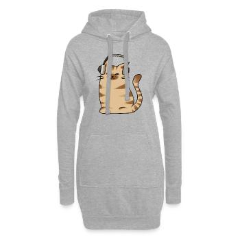 Katze Headset Musik Lofi Chillhop Geschenkidee - Hoodie-Kleid - Grau meliert - Vorne