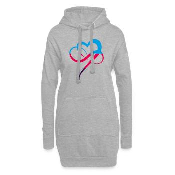Polyamorie Flagge Infinity Heart Buntes Herz - Hoodie-Kleid - Grau meliert - Vorne