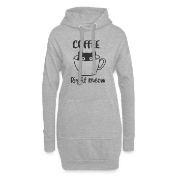 Lustige Kaffee Katze Coffee right meow Geschenk - Hoodie-Kleid - Grau meliert - Vorne
