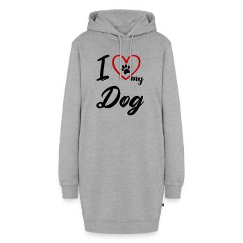 i love my dog 01 - Hoodie-Kleid - Grau meliert - Vorne