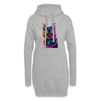 Chat néon - Sweat-shirt à capuche long Femme - gris chiné - Devant