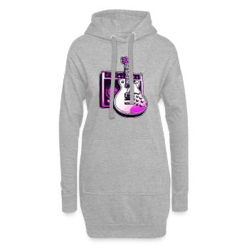 Rock n roll / Guitare / Musique / Instrument - Sweat-shirt à capuche long Femme - gris chiné - Devant