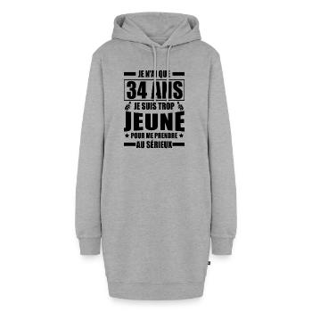 j'ai 34 ans / cadeau 34 ans / t-shirt 34 ans - Sweat-shirt à capuche long Femme - gris chiné - Devant