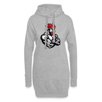 Coq Bande Dessinée - Sweat-shirt à capuche long Femme - gris chiné - Devant