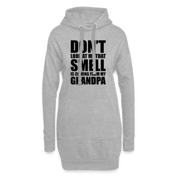 schau mich nicht an, dieser Geruch kommt aus meinem Gr - Hoodie-Kleid - Grau meliert - Vorne