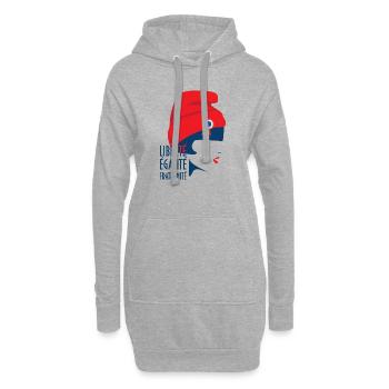 T-shirt Liberté Égalité Fraternité. - Sweat-shirt à capuche long Femme - gris chiné - Devant