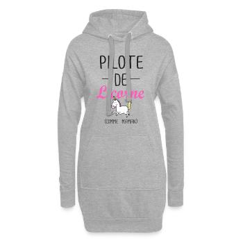 pilote de licorne maman anniversaire fille cheval - Sweat-shirt à capuche long Femme - gris chiné - Devant