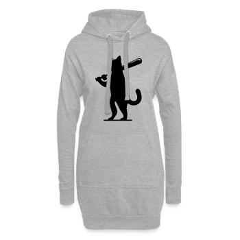 Minimalistische Katzen-Baseballspieler Silhouette - Hoodie-Kleid - Grau meliert - Vorne