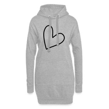 Schlichtes Herz Symbol - Hoodie-Kleid - Grau meliert - Vorne