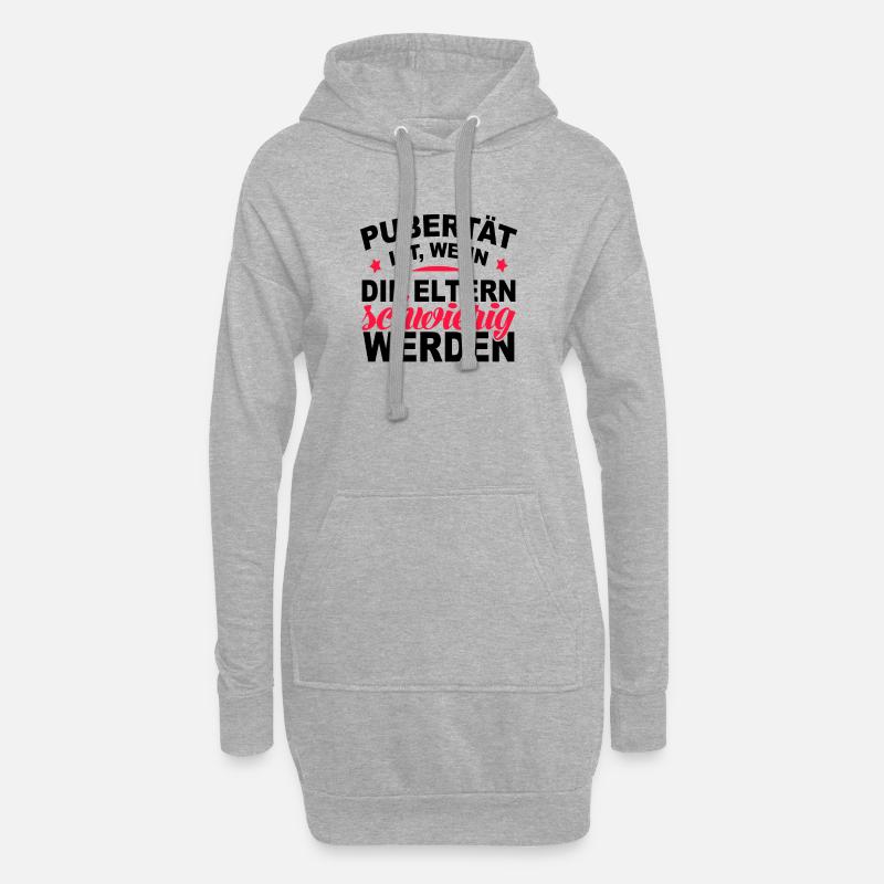 Pubertät ist, wenn die Eltern schwierig werden - Hoodie-Kleid - Grau meliert
