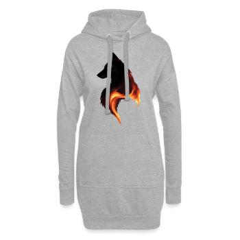 Loup en feu - Sweat-shirt à capuche long Femme - gris chiné - Devant