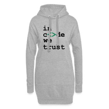 [ In code we trust ] - Sweat-shirt à capuche long Femme - gris chiné - Devant