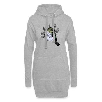 Vogel Zeichnung mit Tannenzweigen - Hoodie-Kleid - Grau meliert - Vorne