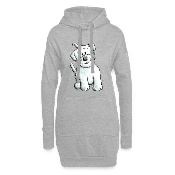 Melina the Malteser - Sweat-shirt à capuche long Femme - gris chiné - Devant