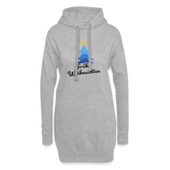 Frohe Weihnachten Blauer Weihnachtsbaum Christbaum - Hoodie-Kleid - Grau meliert - Vorne