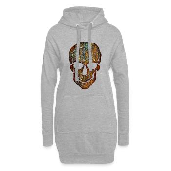 Flower Skull - Sweat-shirt à capuche long Femme - gris chiné - Devant