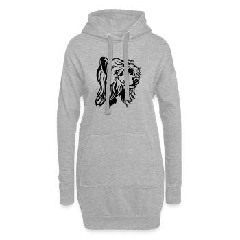 Tête de chien à crête chinoise - Sweat-shirt à capuche long Femme - gris chiné - Devant