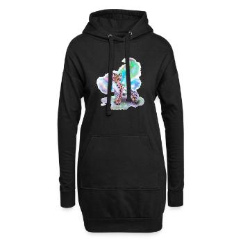 Schneeleopard - Hoodie-Kleid - Schwarz - Vorne