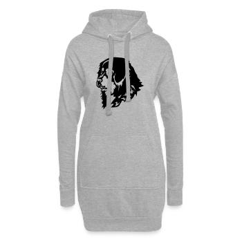 Tibetdogge Kopf - Hoodie-Kleid - Grau meliert - Vorne