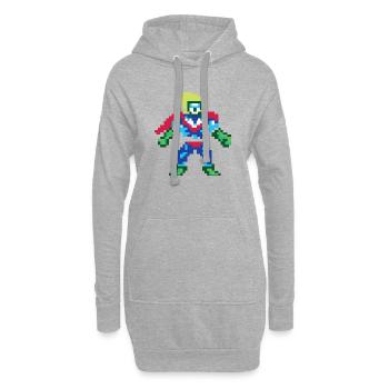 Pixel Art Superheld – Männlicher Held - Hoodie-Kleid - Grau meliert - Vorne