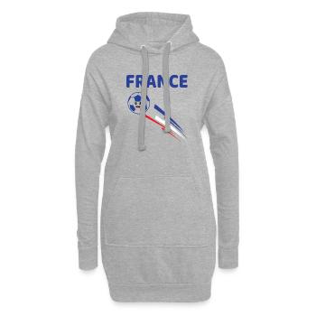 Kawaii Fußball in den Farben Frankreichs - Hoodie-Kleid - Grau meliert - Vorne