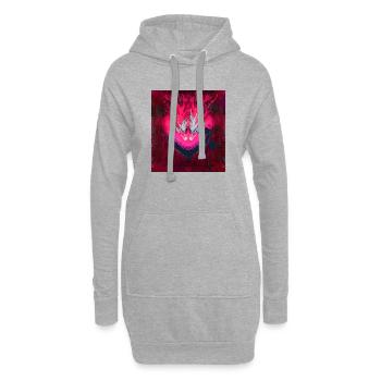 Neon Herz im Dunkelrot - Hoodie-Kleid - Grau meliert - Vorne