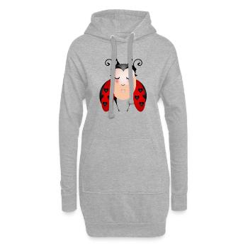 Le symbole de la coccinelle pour le printemps et le bonheur - Sweat-shirt à capuche long Femme - gris chiné - Devant