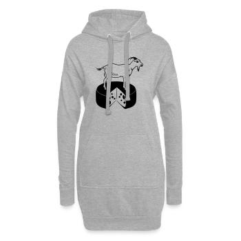 Ziege auf Käse - Hoodie-Kleid - Grau meliert - Vorne
