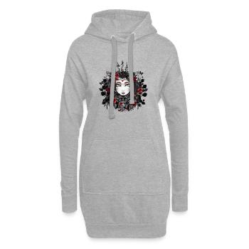 viktorianisches Gothic Königin mit Krone und Rosen - Hoodie-Kleid - Grau meliert - Vorne