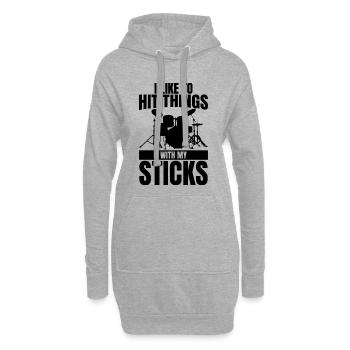 J’aime frapper des choses avec des bâtons - Sweat-shirt à capuche long Femme - gris chiné - Devant