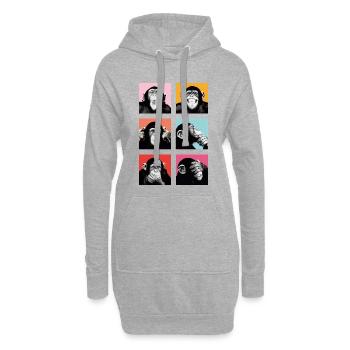 Pop-Art Affe Farbexplosion - Hoodie-Kleid - Grau meliert - Vorne