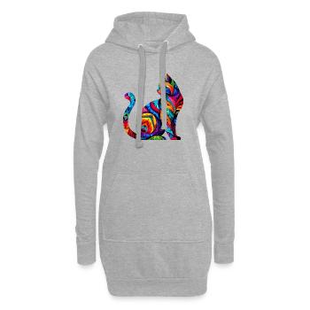 Chat - Sweat-shirt à capuche long Femme - gris chiné - Devant