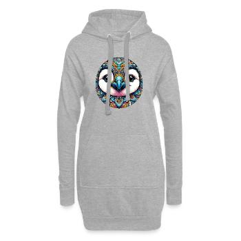 Pinguin mit Mandalas verziert - Hoodie-Kleid - Grau meliert - Vorne