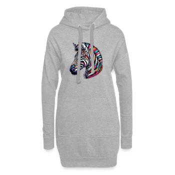 Zèbre - Sweat-shirt à capuche long Femme - gris chiné - Devant