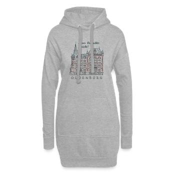 Oldenbourg, Vieille ville, Allemagne Dessin - Sweat-shirt à capuche long Femme - gris chiné - Devant