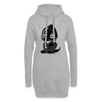 Kleiner Dinosaurier (schwarz) - Hoodie-Kleid - Grau meliert - Vorne