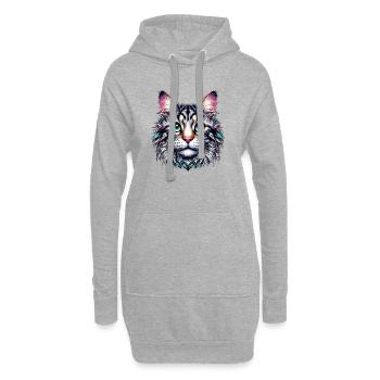 Chat - Sweat-shirt à capuche long Femme - gris chiné - Devant
