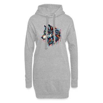 Loup - Sweat-shirt à capuche long Femme - gris chiné - Devant