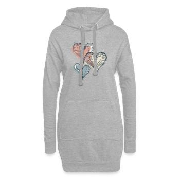 Pastellherzen Linienkunst - Hoodie-Kleid - Grau meliert - Vorne
